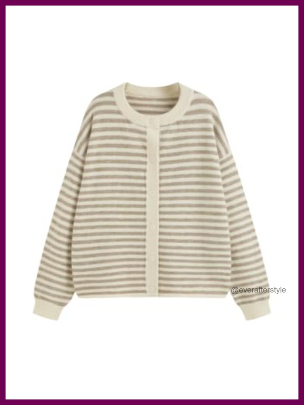 Oversized Striped Knit Cardigan Lightweight Button Front Sweater